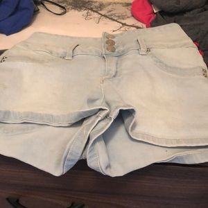 Light wash jean shorts